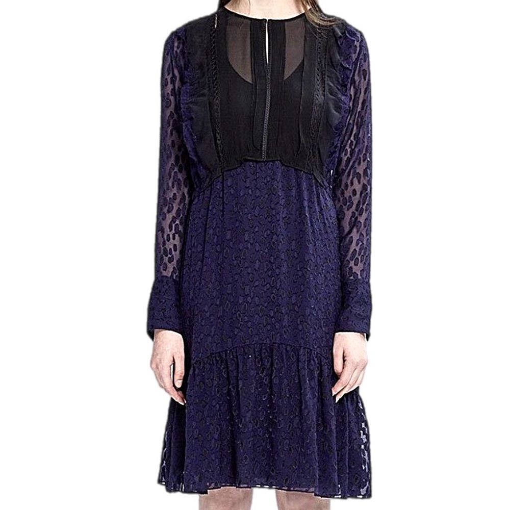 NWT 3.1 PHILLIP LIM Paneled Drop-Waist Dress in Navy/Black